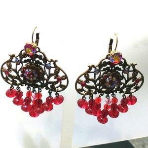 Swarovski Siam Crystal Lever Back Earrings